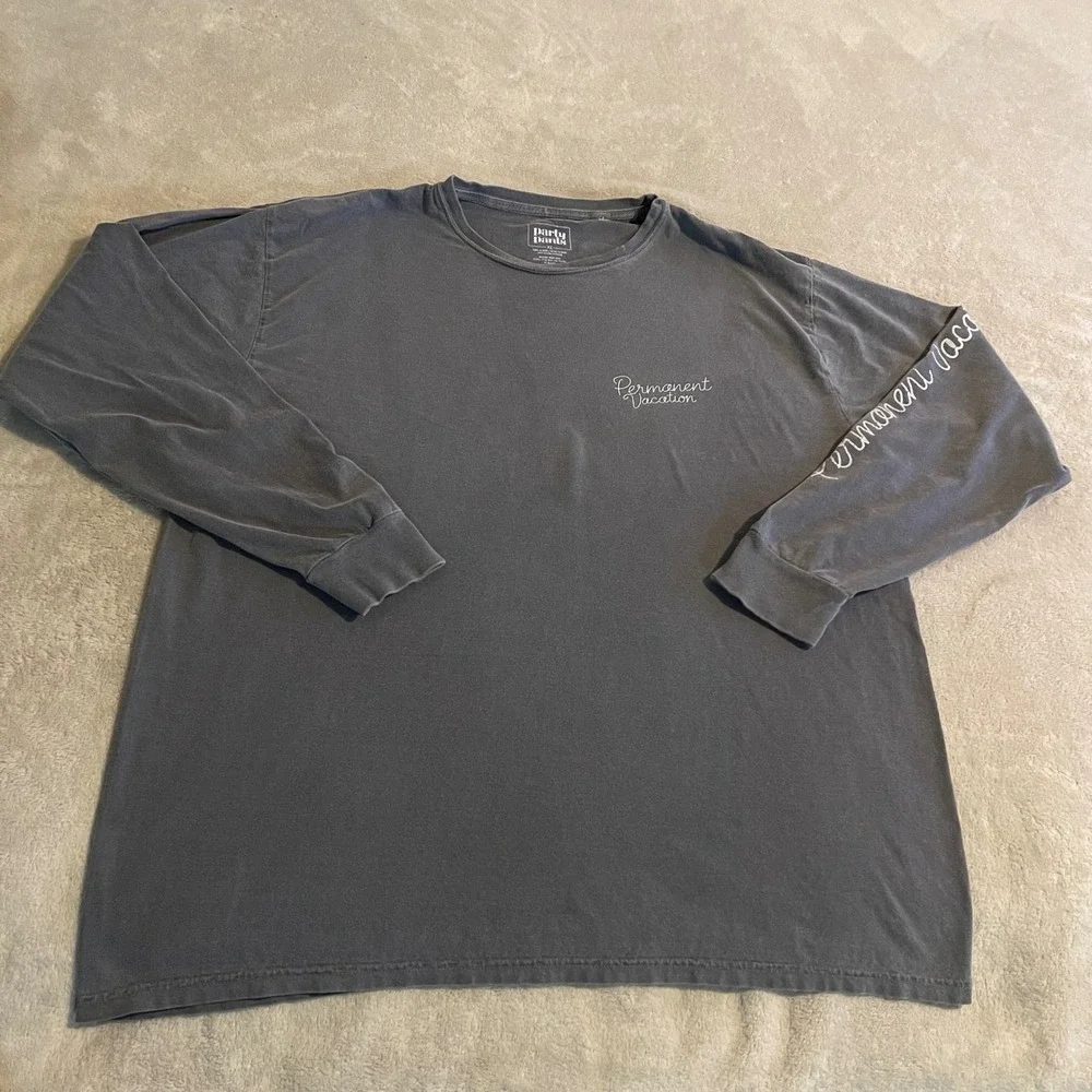 Party Pants‎ Permanent Vacation Long Sleeve Graphic T-Shirt Blue Mens XL Casual